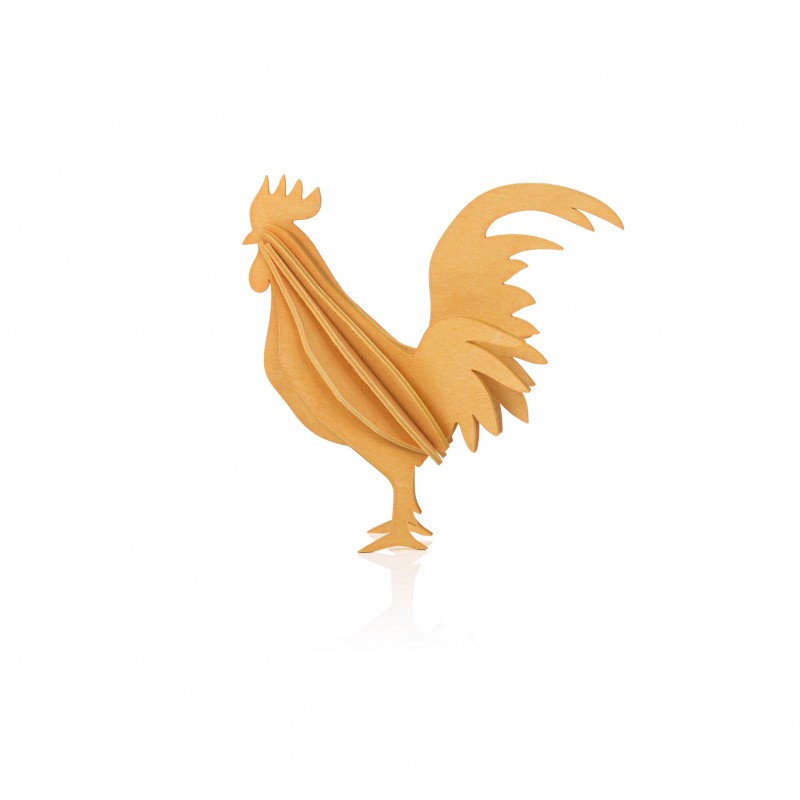 Coq en bois 10 cm - Couleur jaune - Lovi