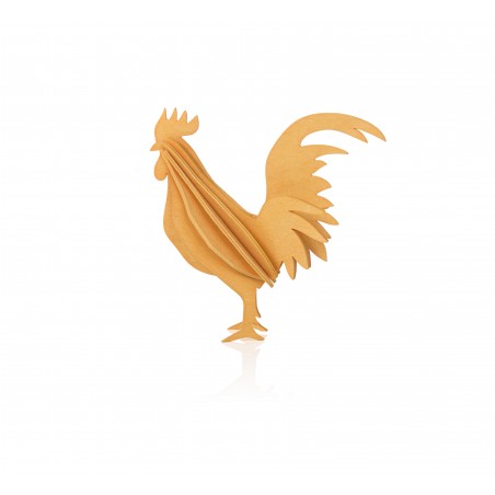 Coq en bois 10 cm - Couleur jaune - Lovi