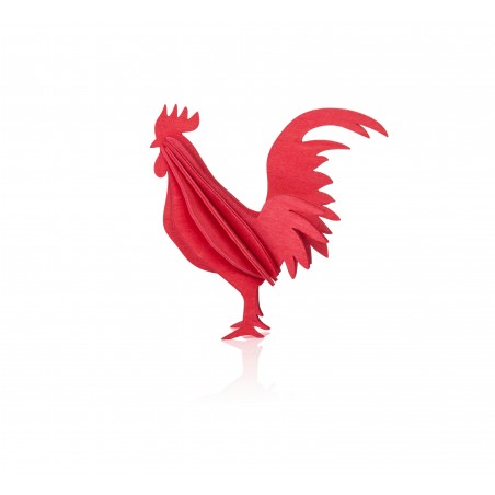 Coq en bois 10 cm - Couleur rouge - Lovi